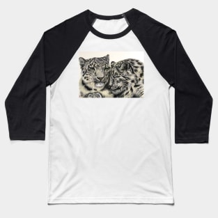 Snow Leopards Snuggling Baseball T-Shirt